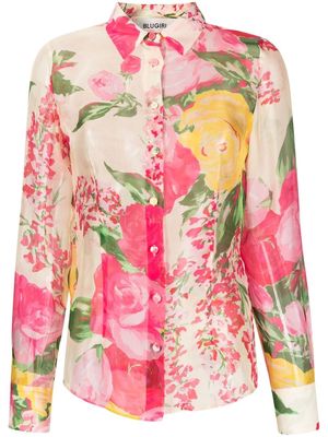 Blugirl floral-print long-sleeve shirt - Pink