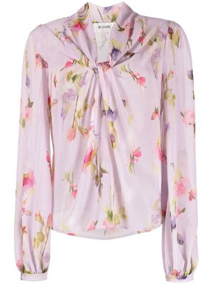 Blugirl floral-print ruched blouse - Purple
