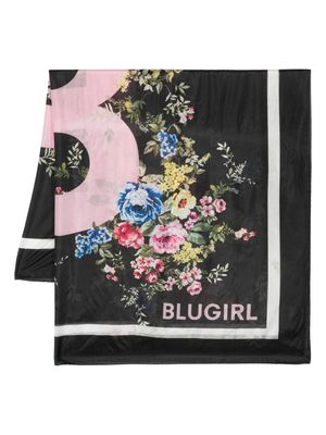 Blugirl floral-print silk scarf - Black