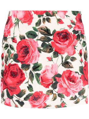 Blugirl jacquard rose-print miniskirt - Pink