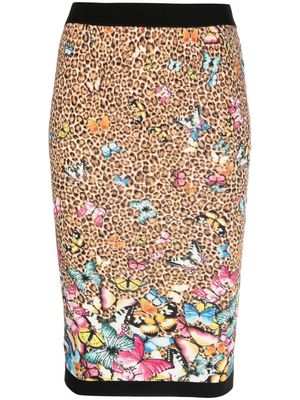 Blugirl leopard-butterfly-print skirt - Brown