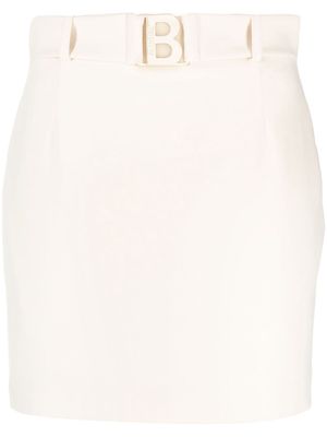 Blugirl logo-buckle dart-detailing short skirt - Neutrals