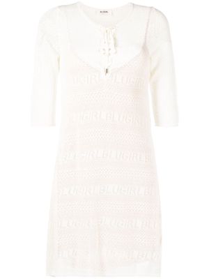 Blugirl logo-knit mini dress - White