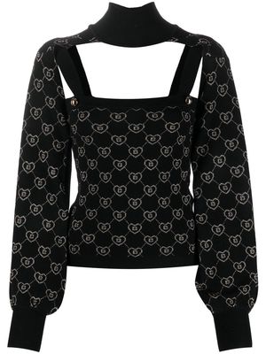 Blugirl logo-print high neck knitted top - Black