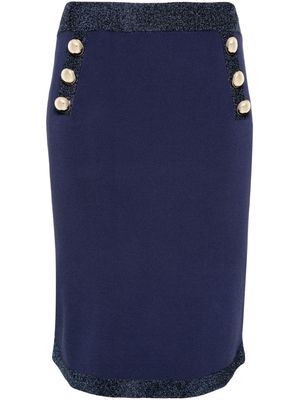 Blugirl lurex-trim fine-knit skirt - Blue
