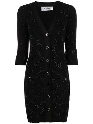 Blugirl monogram-pattern knitted mini dress - Black