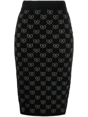 Blugirl monogram-pattern midi skirt - Black