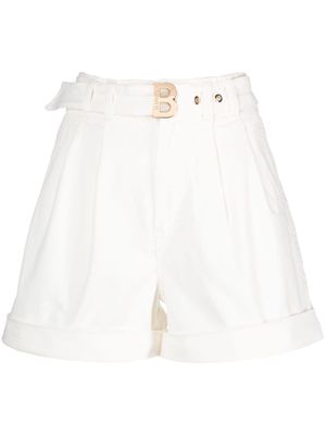 Blugirl pleat-detail belted denim shorts - White