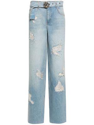 Blugirl rhinestone-embellished wide-leg jeans - Blue