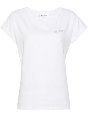 Blugirl rhinestone-logo T-shirt - White