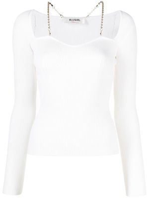 Blugirl sweetheart-neck ribbed-knit top - White