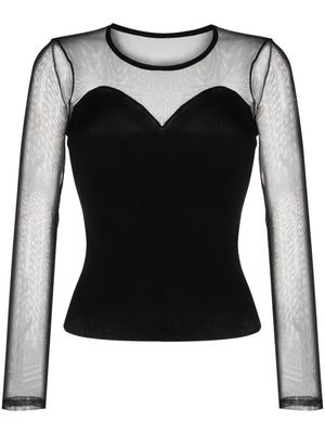 Blugirl sweetheart semi-sheer blouse - Black