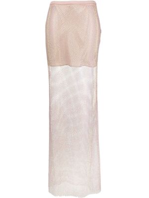 Blugirl thigh-slit fishnet overlay skirt - Pink