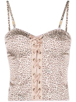 Blugirl tie-front leopard-print vest - Pink