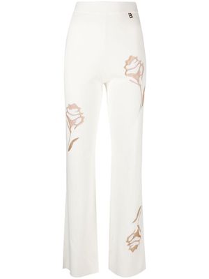 Blugirl tulle-detailed flared trousers - White