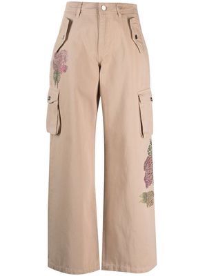 Blugirl wide-leg rhinestone-embellished trousers - Neutrals