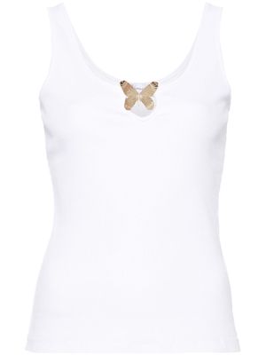 Blumarine 3D-detail ribbed tank top - White