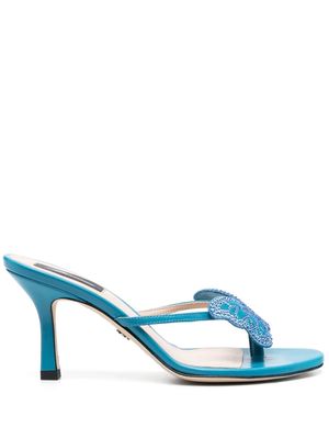 Blumarine 85mm Butterfly-embellished thong sandals - Blue