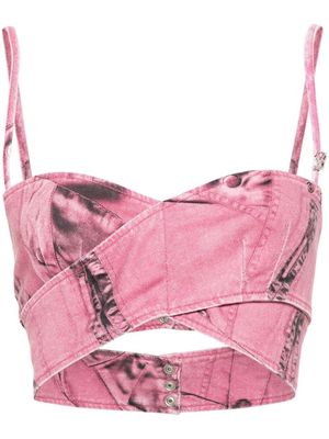 Blumarine abstract-print cropped top - Pink