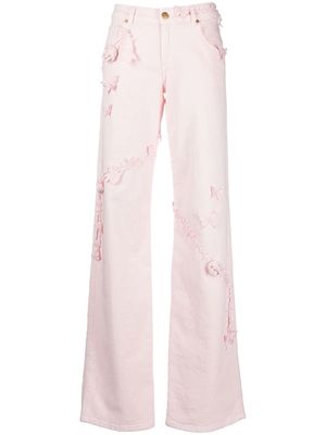 Blumarine applique-detail wide-leg jeans - Pink