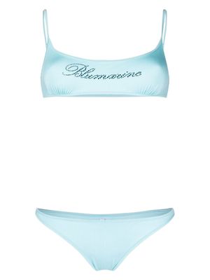 Blumarine appliqué-logo scoop-neck bikini - Blue