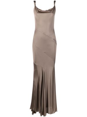 Blumarine asymmetric-design pleated maxi dress - Neutrals