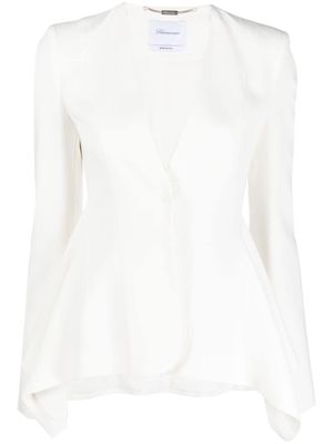 Blumarine asymmetric-hem crepe fitted jacket - White