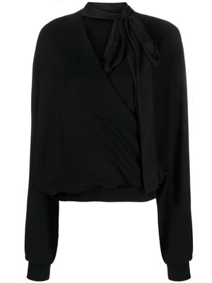 Blumarine attached-scarf wrap blouse - Black