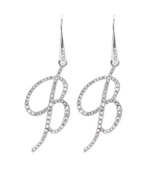 Blumarine B-monogram rhinestone earrings - Silver