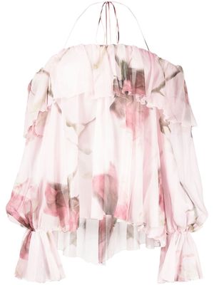 Blumarine Bardot-neckline ruffled blouse - Pink