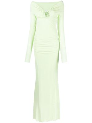 Blumarine bardot-neckline stretch long dress - Green