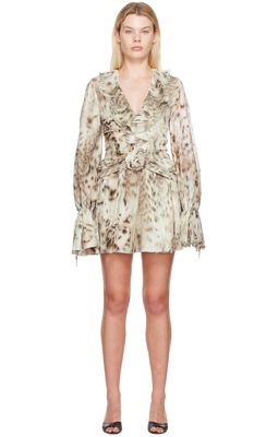 Blumarine Beige Printed Minidress