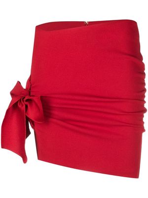 Blumarine bow-detail asymmetric fitted skirt - Red