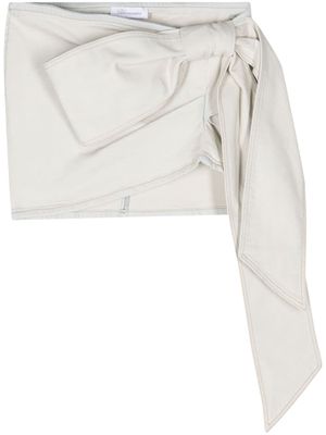 Blumarine bow-detail asymmetric mini skirt - Neutrals