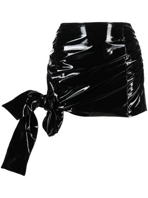 Blumarine bow-detail high-shine miniskirt - Black