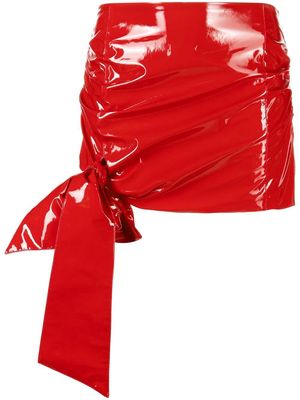Blumarine bow-detail high-shine miniskirt - Red