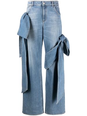 Blumarine bow-detailing wide-leg jeans - Blue
