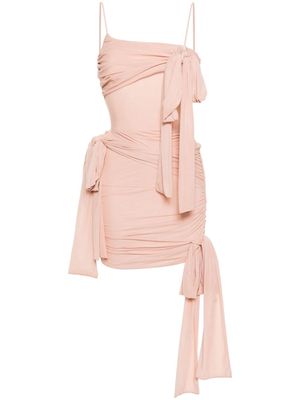 Blumarine bow-embellished gathered minidress - Pink