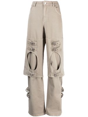 Blumarine buckle-detailed wide leg trousers - Grey