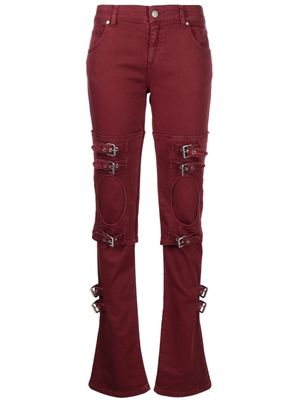 Blumarine buckle-embellished cut-out jeans - Red