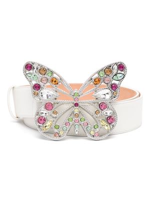 Blumarine butterfly-buckle leather belt - White