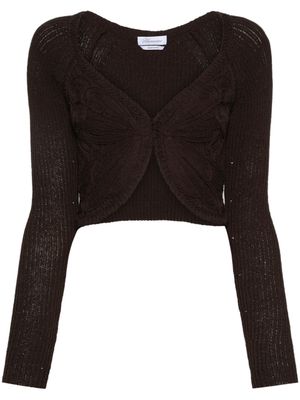 Blumarine butterfly-embroidered cardigan - Brown