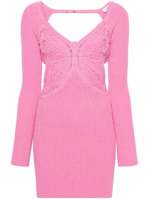 Blumarine butterfly-embroidered knitted minidress - Pink