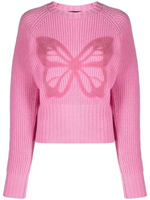 Blumarine butterfly motif crew neck jumper - Pink