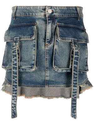 Blumarine cargo-pocket asymmetric denim skirt - Blue