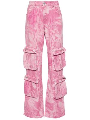 Blumarine Chiné camouflage-print cargo jeans - Pink