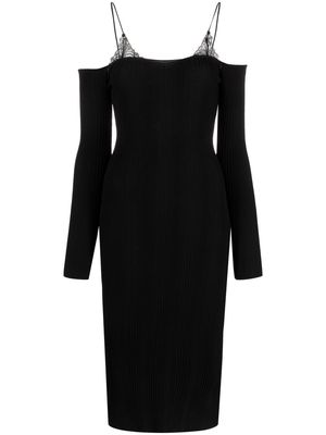 Blumarine cold-shoulder lace-trim dress - Black
