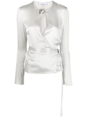 Blumarine cout-out detail satin-finish blouse - Grey