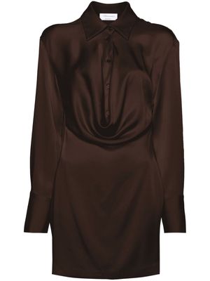 Blumarine cowl-collar satin shirt minidress - Brown