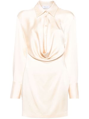 Blumarine cowl-collar satin shirt minidress - Neutrals